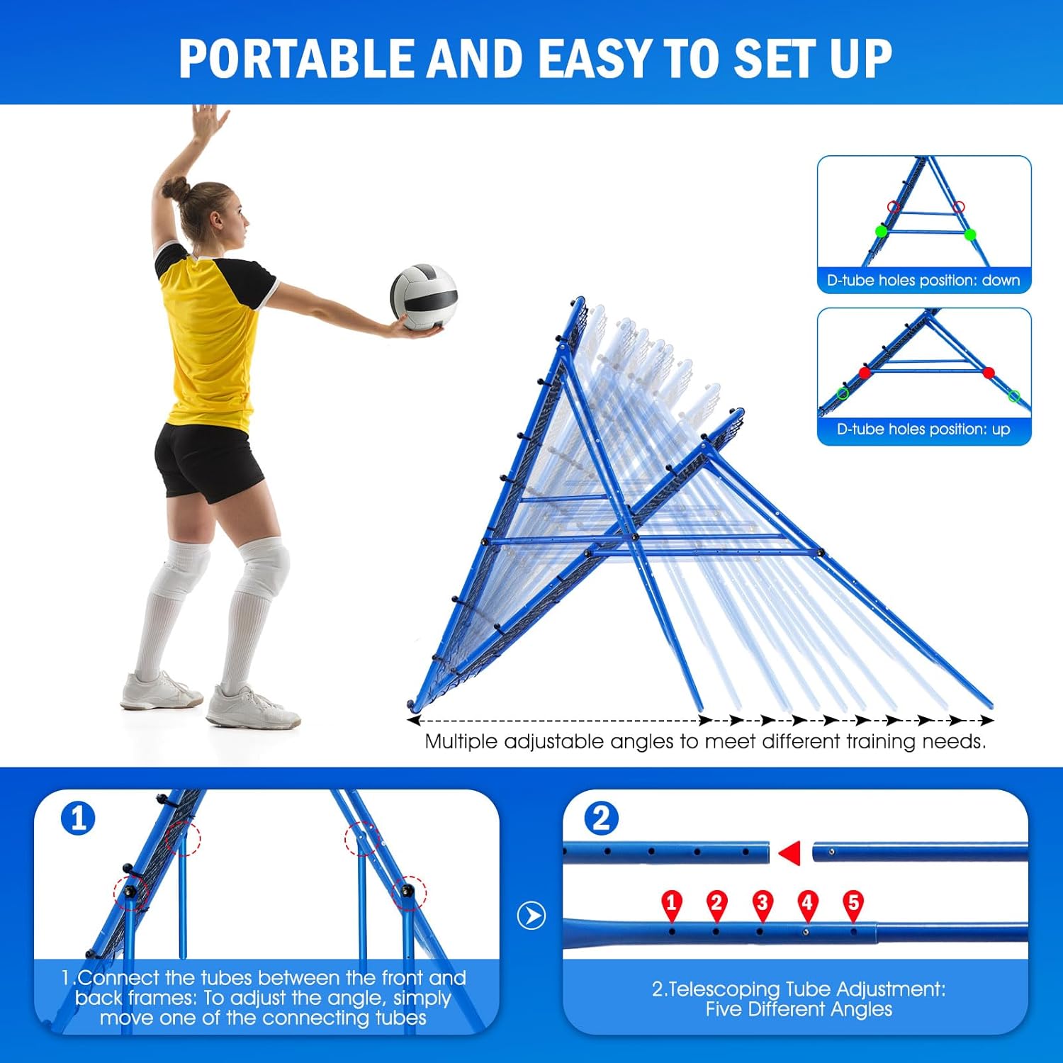 Thumbnail 2 de Winthai 4x4FT Multi-Sport Volleyball Baseball Rebounder Net with Quick Adjustments