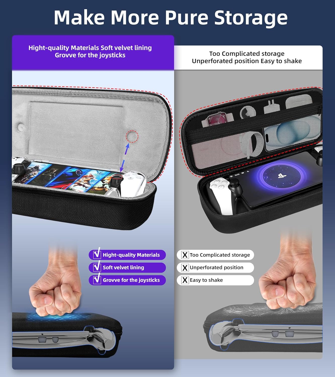 Thumbnail 2 de QUAGGY Tragetasche für PlayStation Portal Remote Player – Full Protection Bundle mit Schutzglas und Hartschale