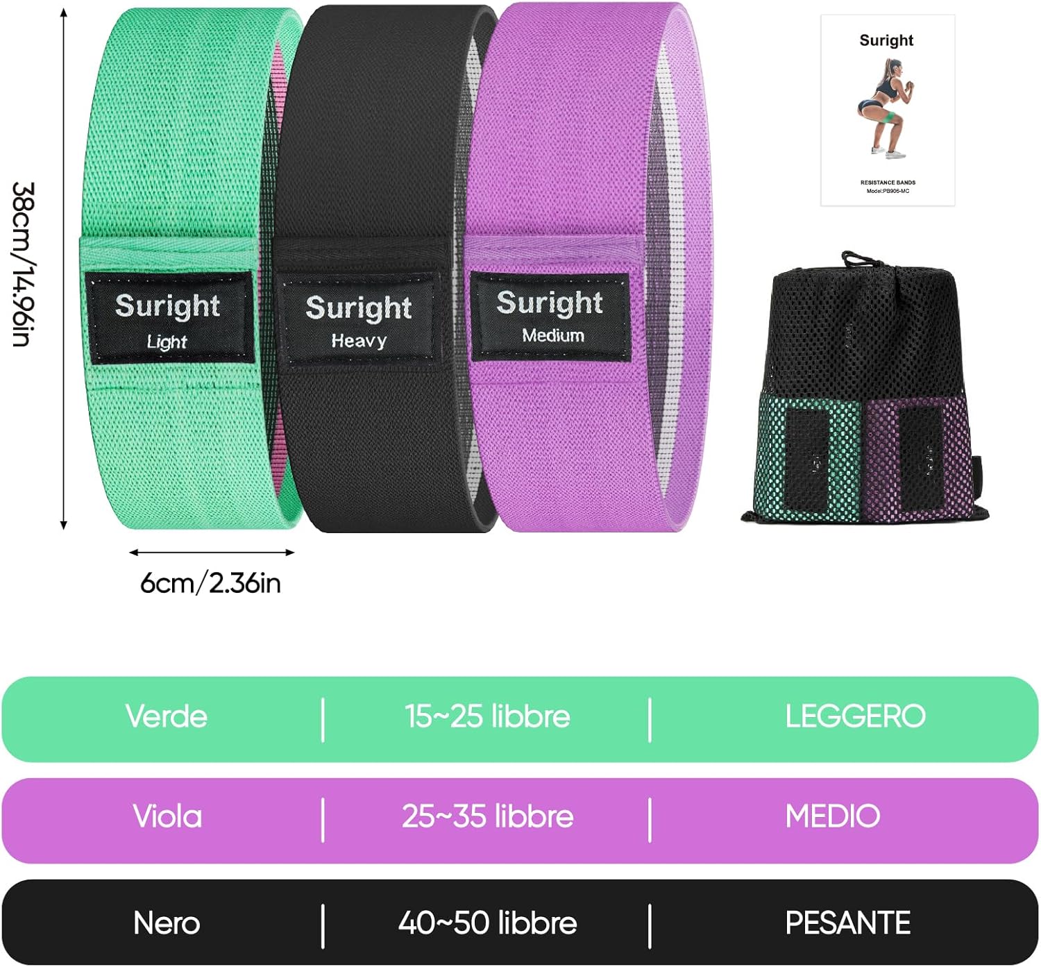 Thumbnail 1 de Suright Elastici Fitness 3 livelli 🧘♀
