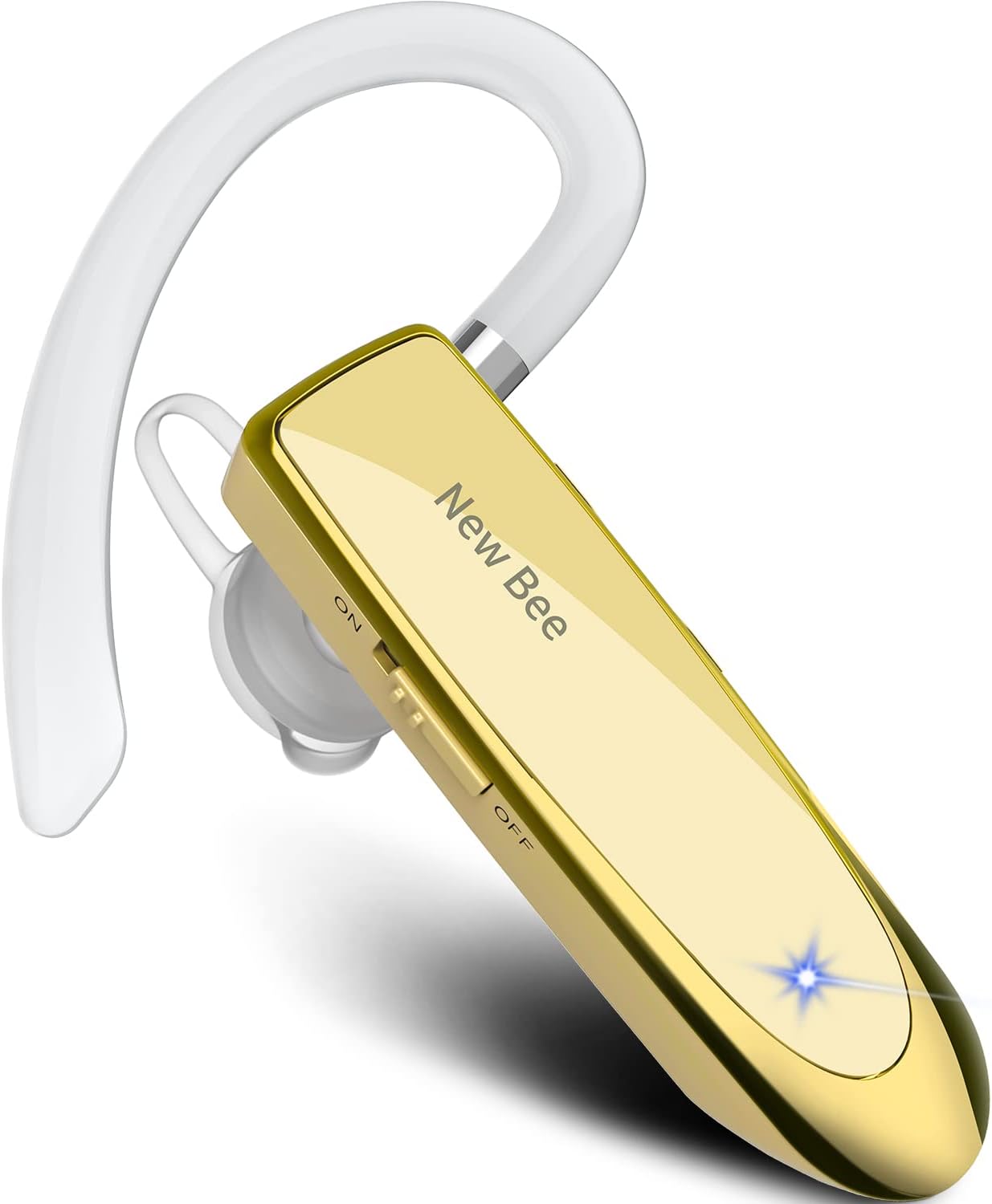 Detalle de New Bee Bluetooth Earpiece Handsfree Headset (Clear Voice, CVC 6.0, 24hrs talk) with clip & case
