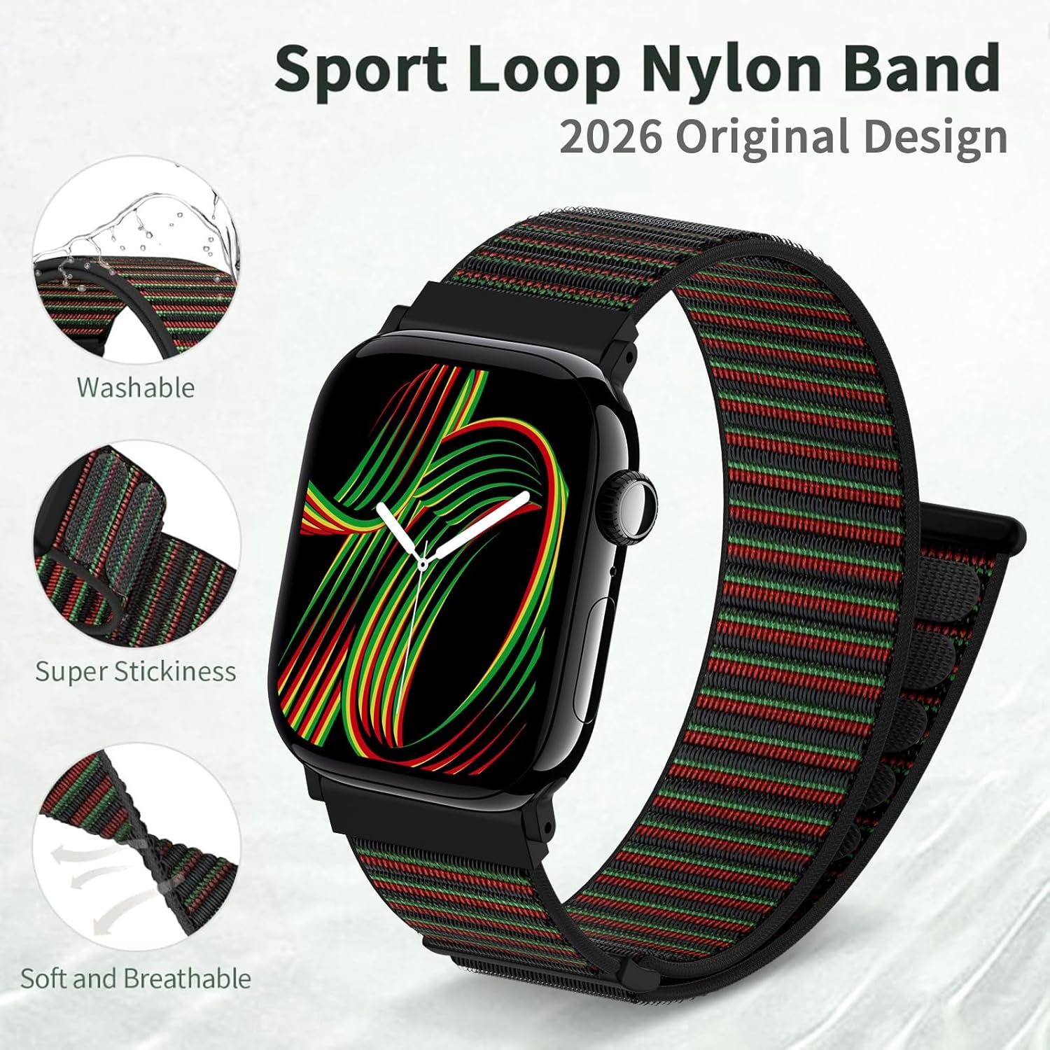 Thumbnail 1 de DigiHero Nylon Sport Loop Apple Watch strap (compatible 46mm/44mm/45mm/49mm) — breathable soft loop with adjustable fit
