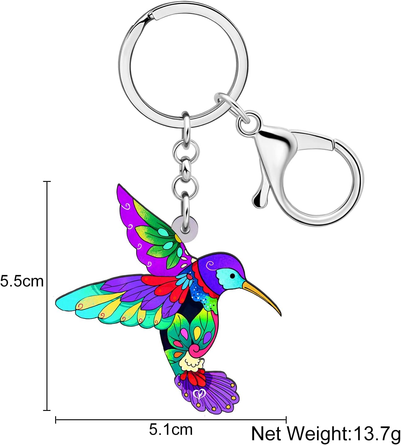 Detalle 2 de BAMAY Porte-clés Colibri Volant en Acrylique – Bijou léger pour femme