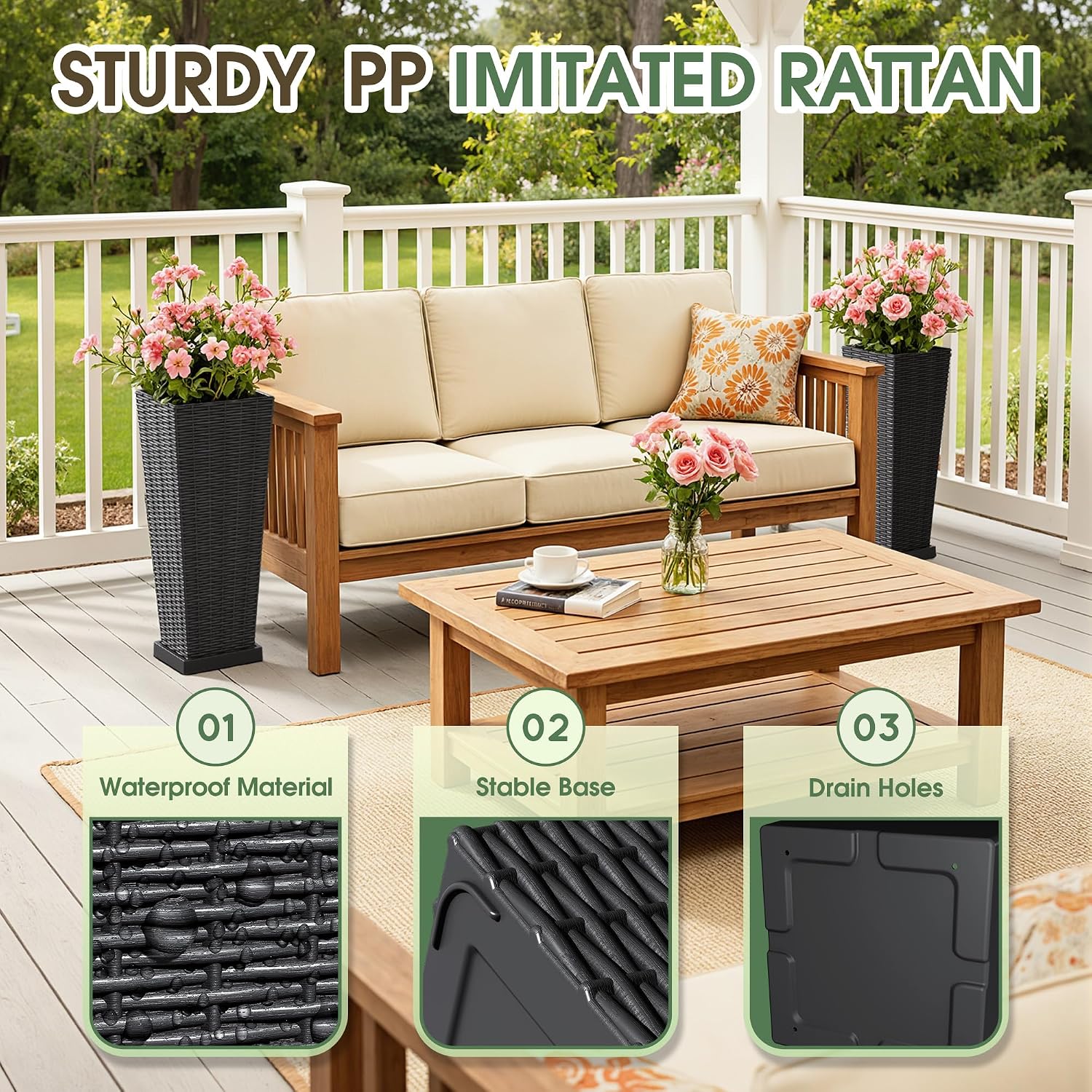 Thumbnail 1 de Greesum Plastic Planter Set, 23-Inch