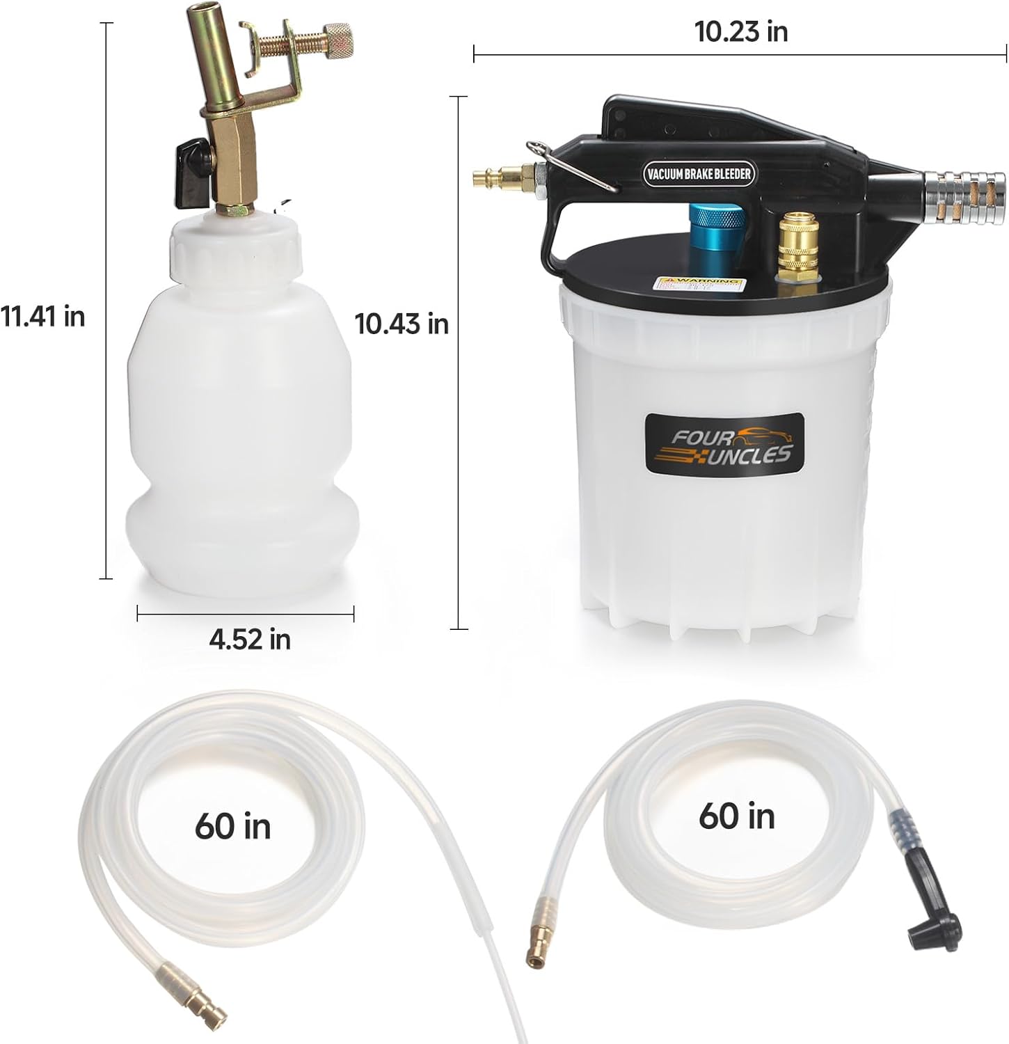 Thumbnail 5 de FOUR UNCLES Brake Bleeder Vacuum Pump Kit — One-Person Hydraulic Fluid Extractor with 2L Reservoir and 1L Refilling Bottle