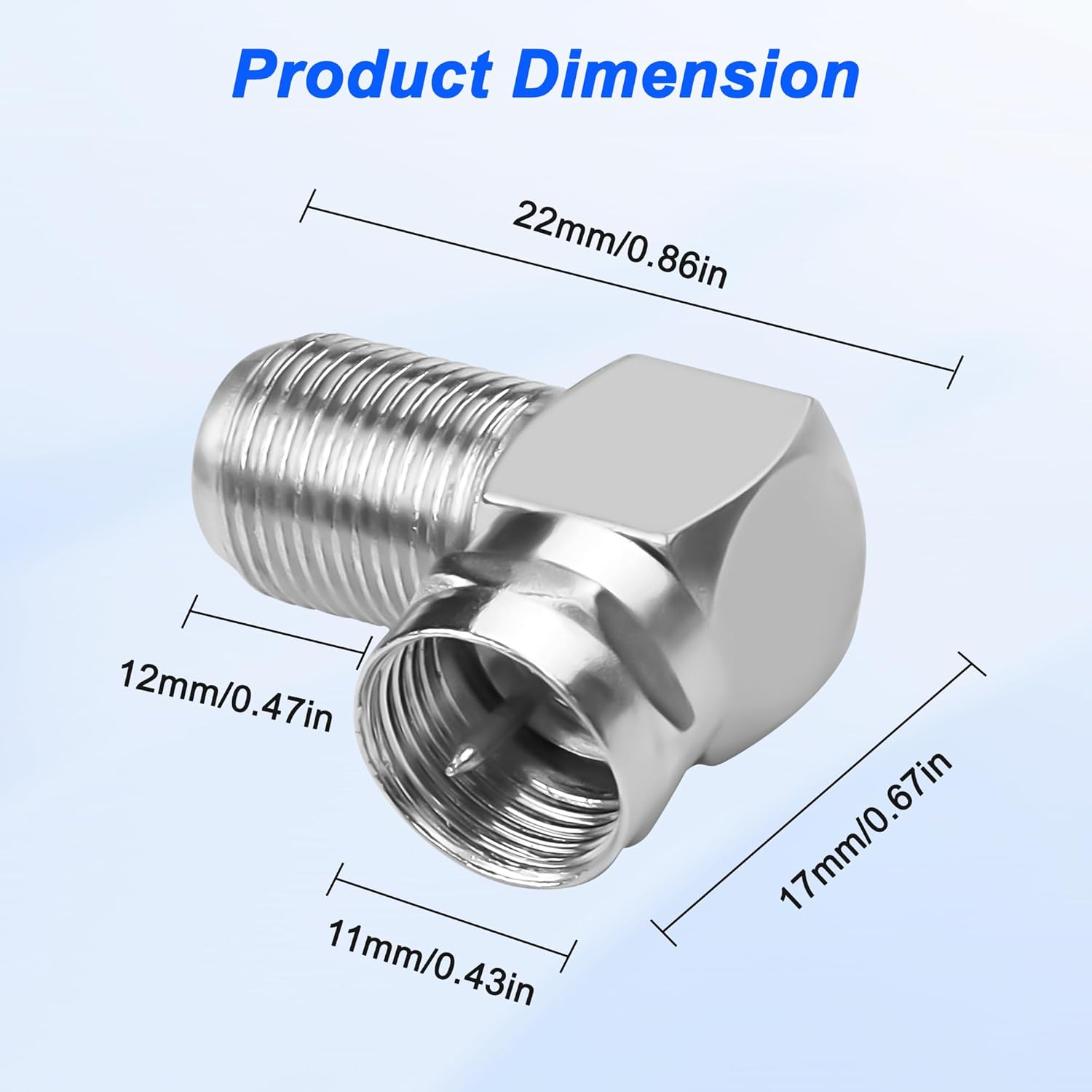 Thumbnail 6 de MEIRIYFA 90 Degree F-Type Coaxial Connector – Right Angle RG6 Adaptor (10 Pack)