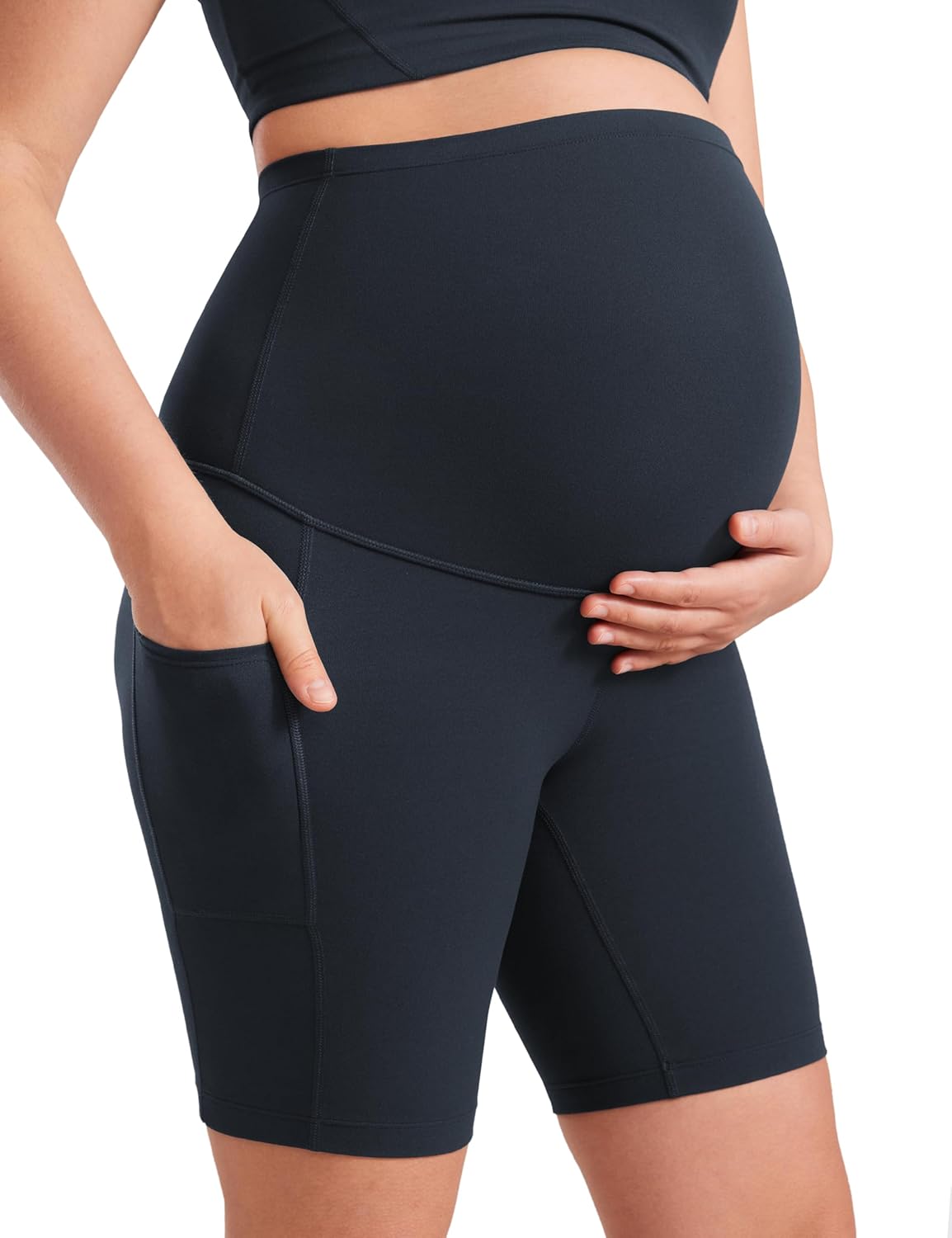 Detalle 2 de CRZ YOGA Donna Butterluxe maternità: pantaloncini yoga super elasticizzati con tasche