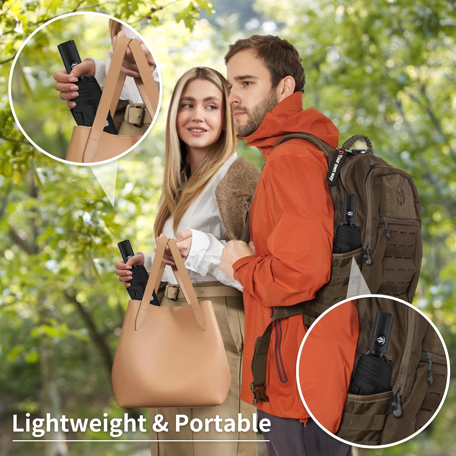 Detalle de Seniny Windproof Travel Umbrella: Auto Open/Close, UV Protection, Compact for On-the-Go