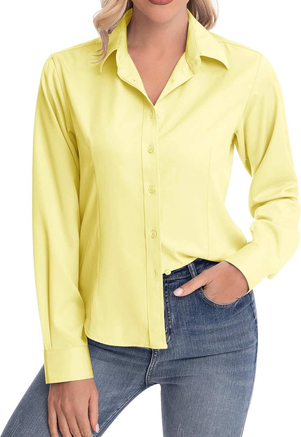 Thumbnail 1 de J.VER Damen Bluse Casual Business mit Button-Down-Kragen (Langarm, leicht zu bügeln)
