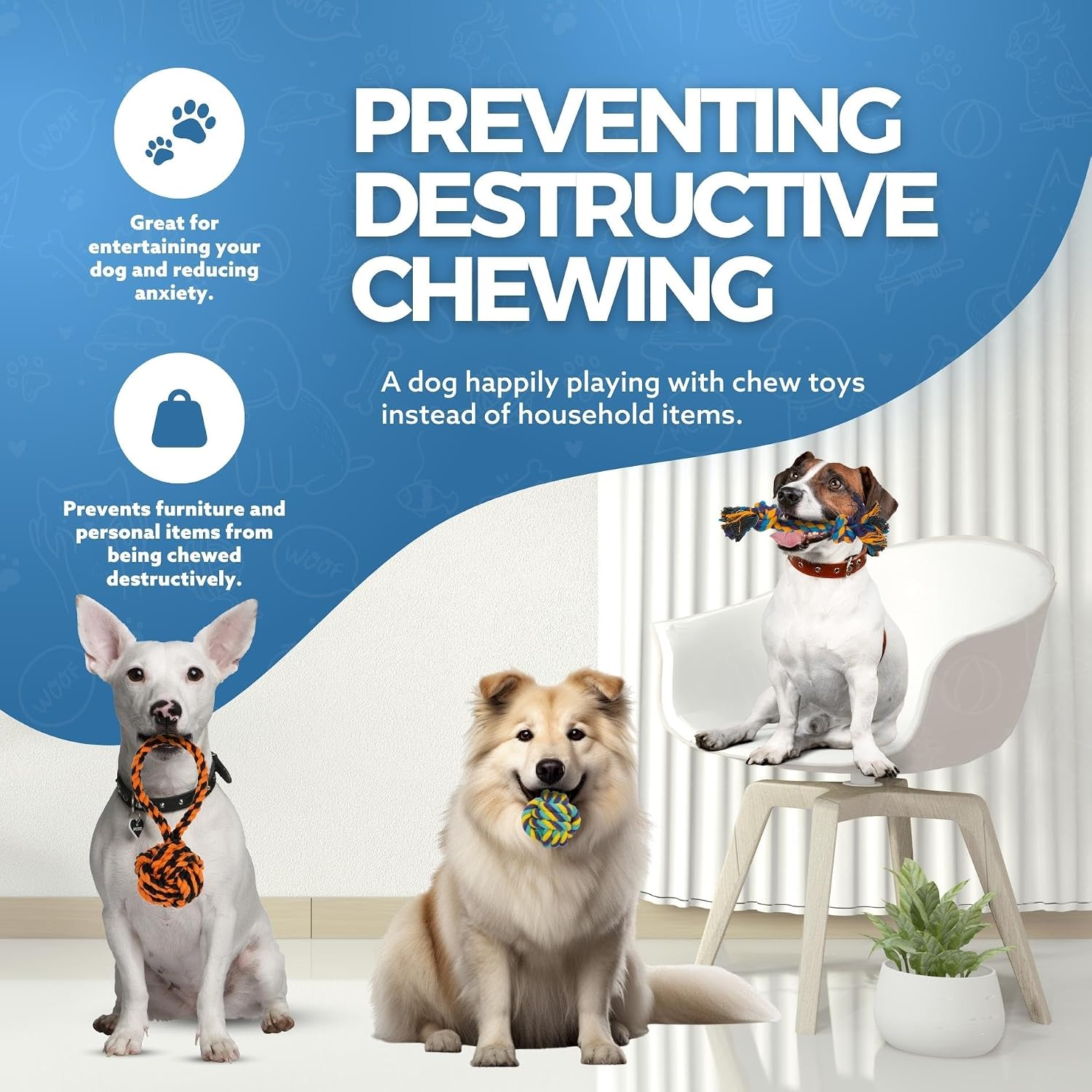 Detalle de Fur & Bone 10 Pcs Dog Toys – All Breeds Indestructible Rope, Tug & Chew Set