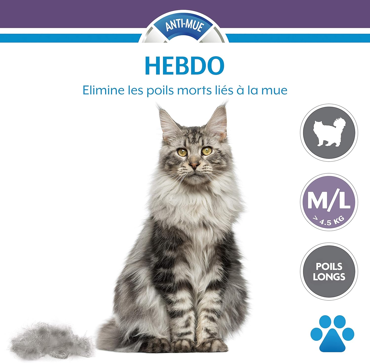 Thumbnail 1 de FURminator Outil de toilettage pour chat grande taille à poils longs – poignée ergonomique, élimination du poil en 1 clic