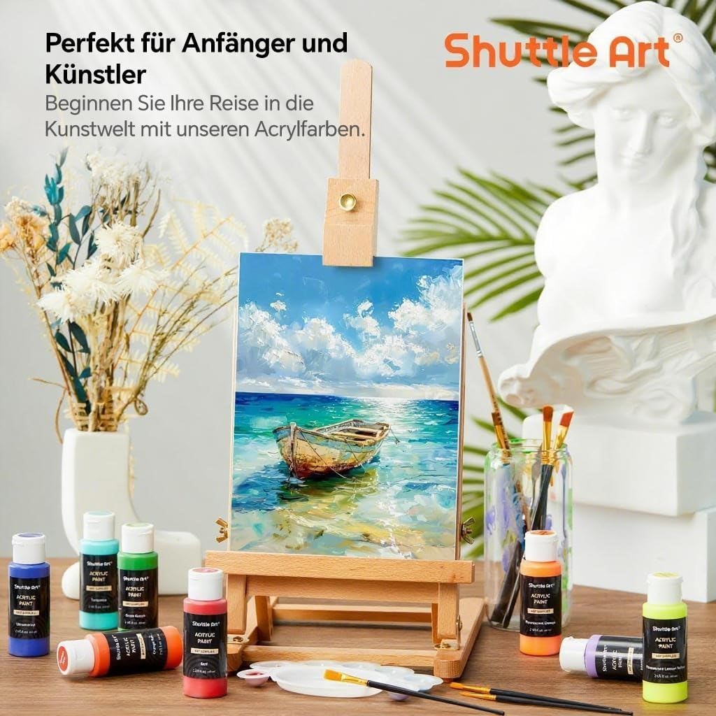 Thumbnail 4 de Shuttle Art Acrylfarben-Set, 25 Farben (60 ml) – reich pigmentiert, wasserfest auf Leinwand, Holz, Keramik