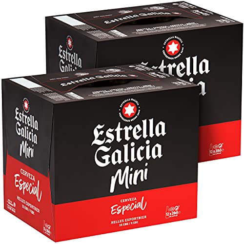 Detalle de Estrella Galicia Especial Mini: pack de 24 botellines de 20 cl, lager equilibrada y refrescante
