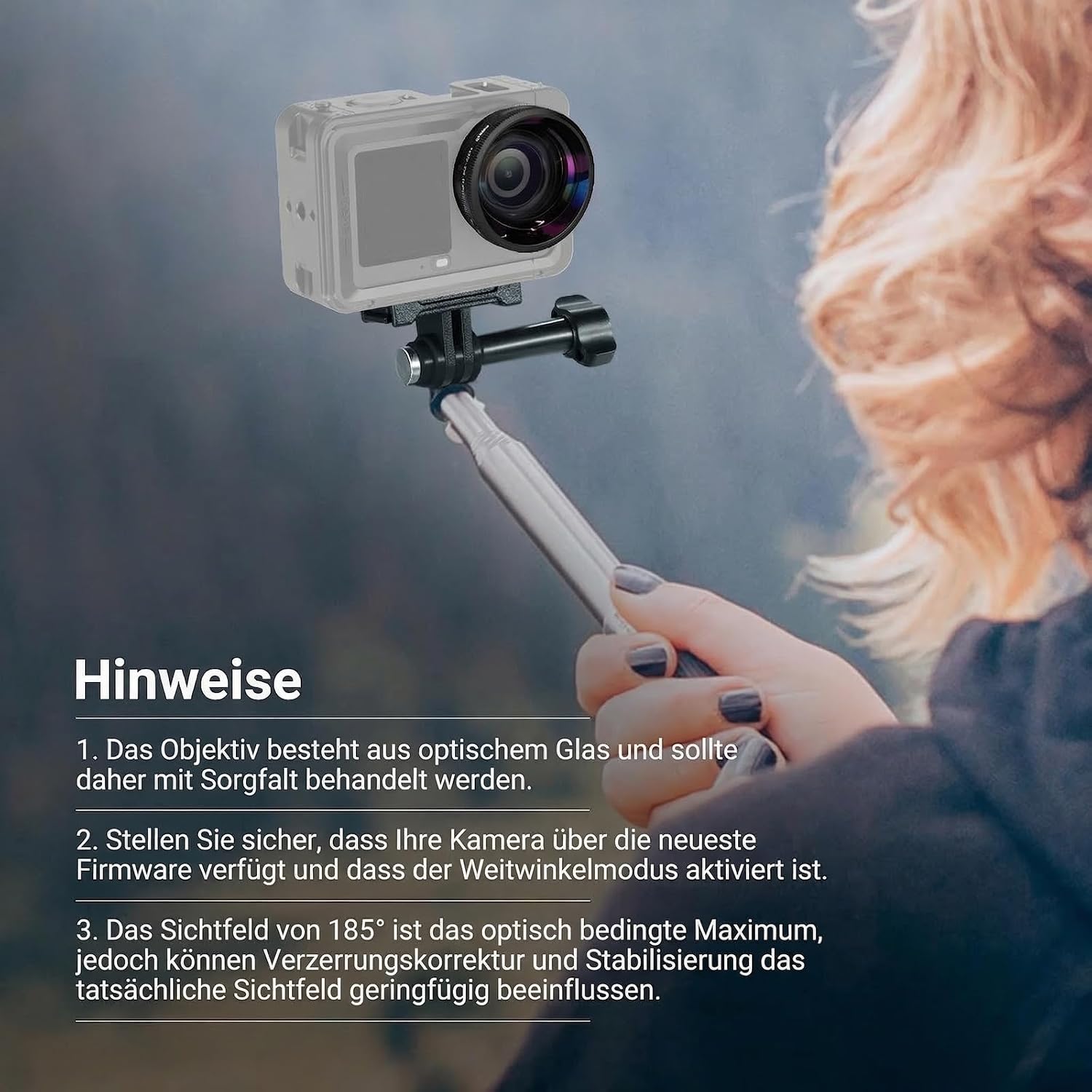 Thumbnail 6 de NEEWER Weitwinkelobjektiv für DJI Osmo Action 6 – 185° FOV, 4G/4E Mehrschichtoptik, aufschraubbares Kameraobjektiv