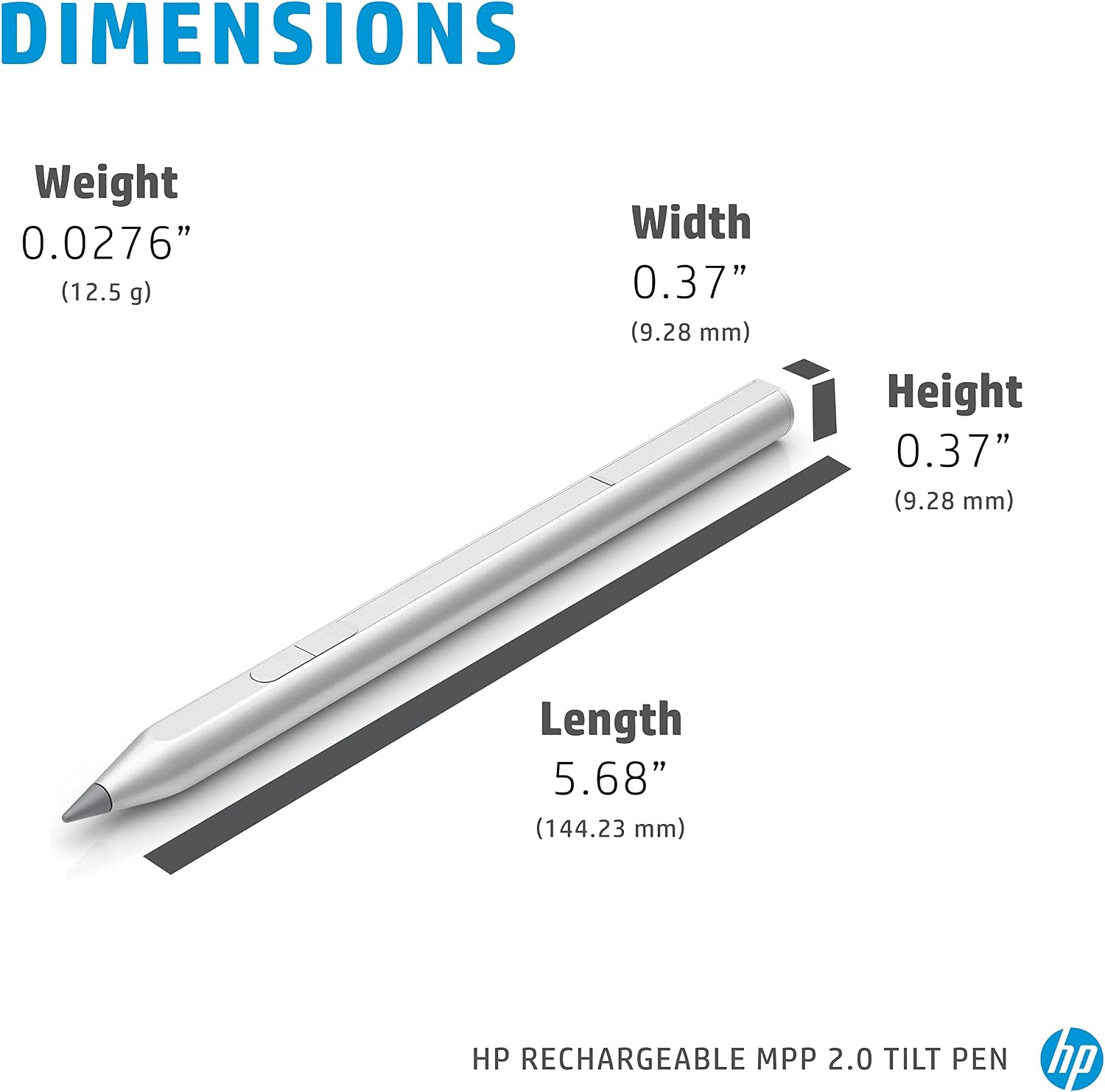 Detalle de HP 3J122AA#ABL MPP2.0 Tilt Pen, USB-C Rechargeable, Charcoal Grey