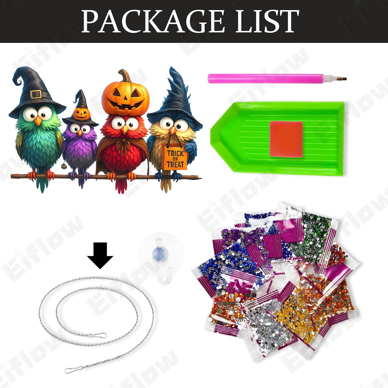 Thumbnail 4 de Eiflow Halloween Diamond Art Hanging Kit 🎨