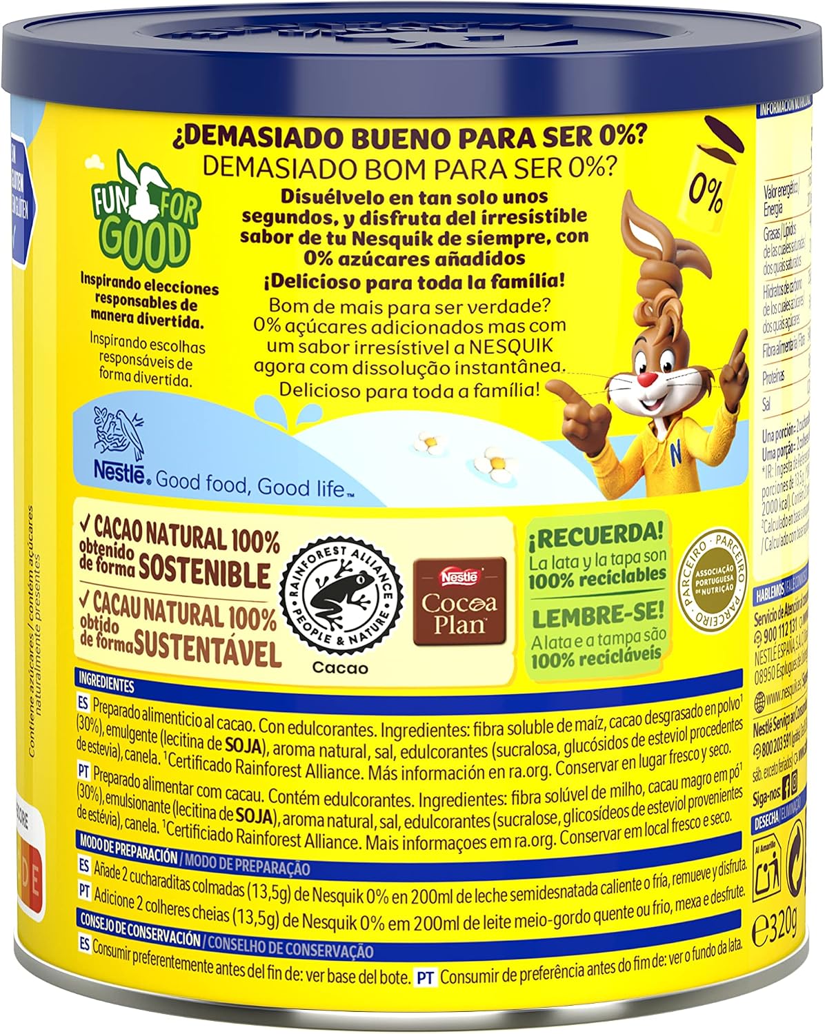 Thumbnail 4 de Nesquik NESTLECacao en polvo 0% azúcar ☕️ 6x320g