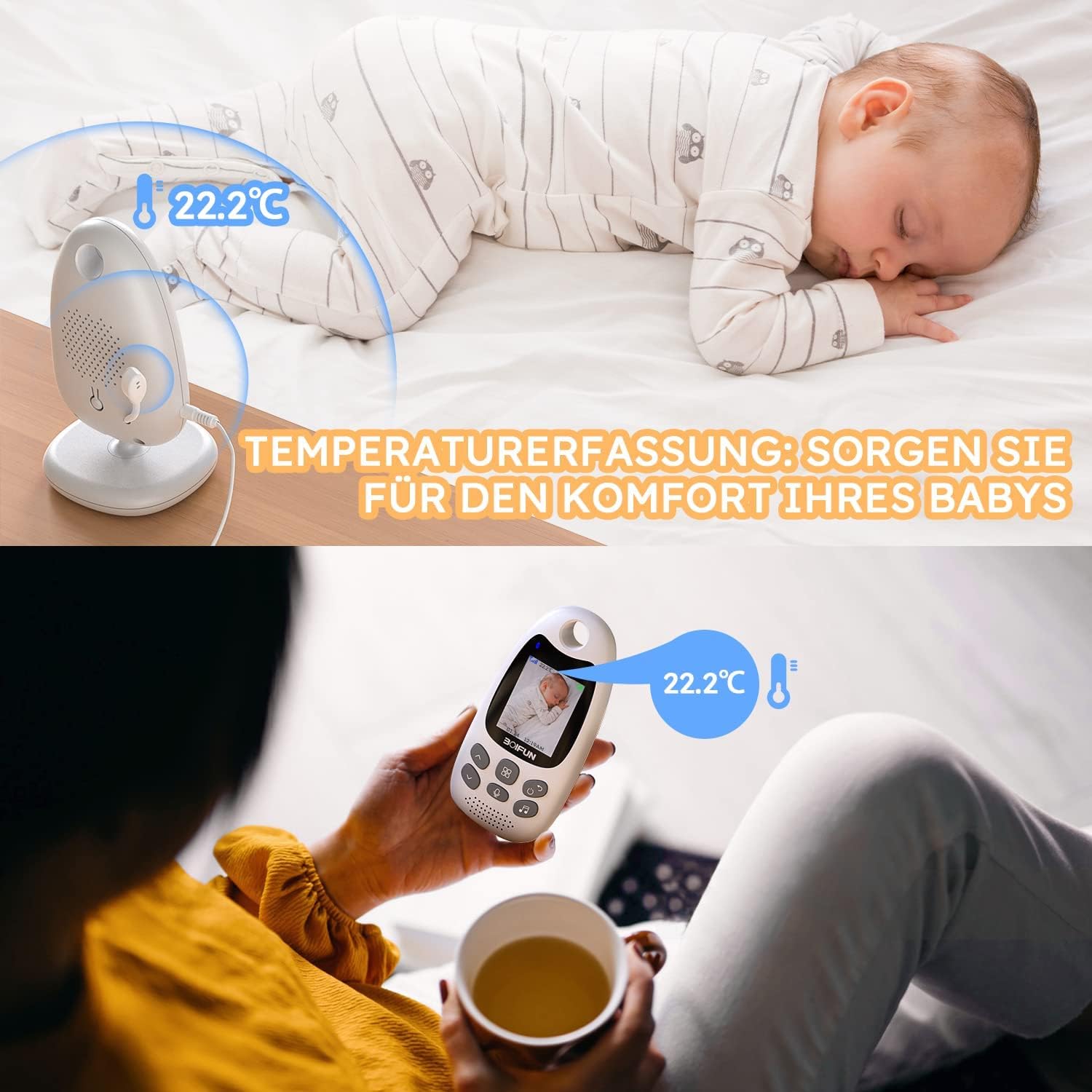 Thumbnail 6 de BOIFUN Babyphone mit Kamera 2" und 720p