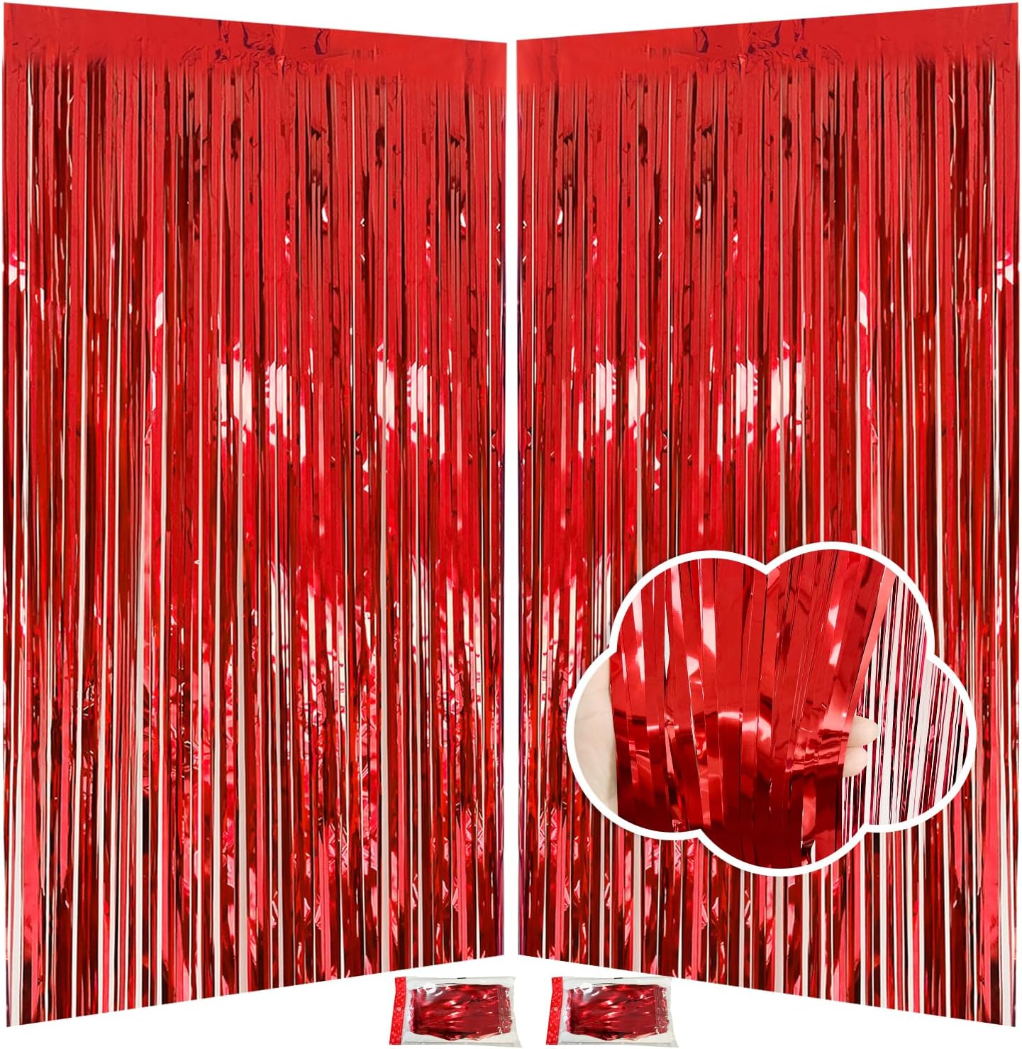 JINSUI Red Fringe Backdrop 3.3x8.2ft
