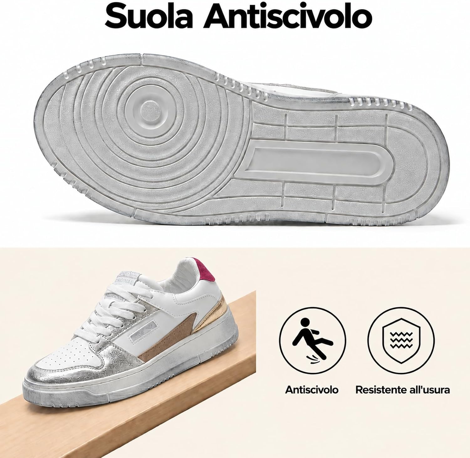 Detalle de JOMIX damessneakers met veters voor wandelen, casual gebruik en fitness