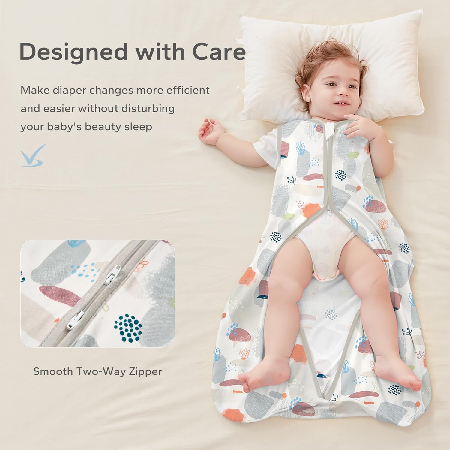 Thumbnail 3 de ZIGJOY Baby Sleeping Bag 0.5 Tog (100% cotton) grey stone sea – newborn to 12–24 months