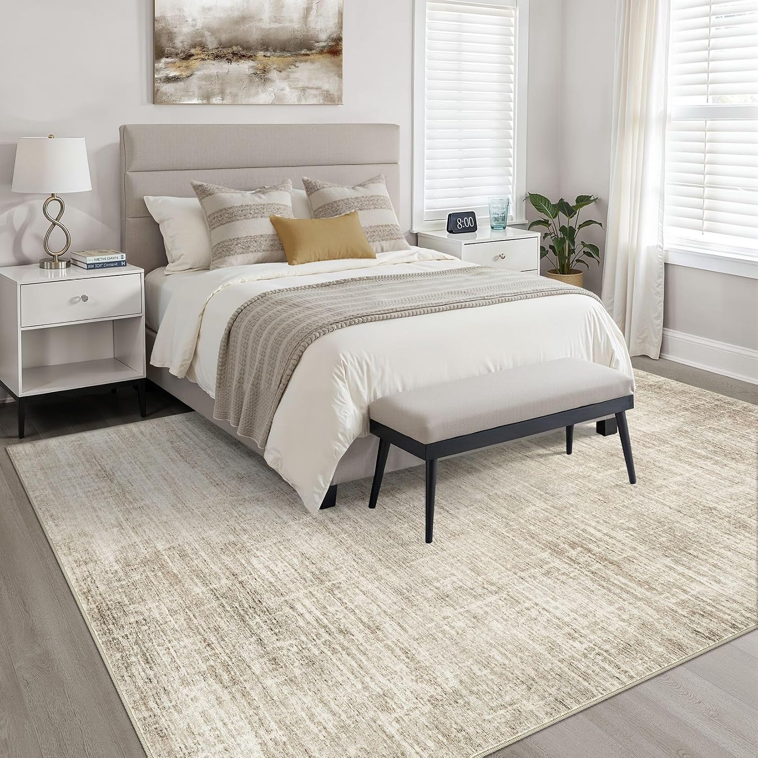 Thumbnail 3 de Loongrug 9x12 Area Rug – Washable, Non-Slip, Soft Neutral Beige for Living Room