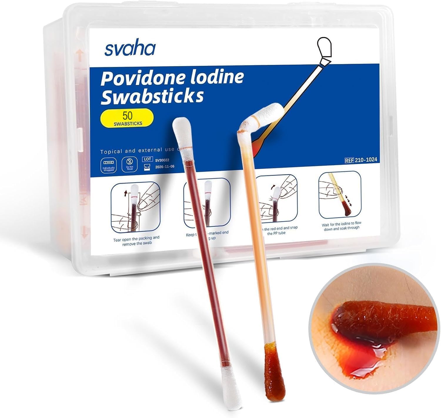 Thumbnail 2 de Povidone Iodine Swabsticks (100 Count) with Snap-Release Solution