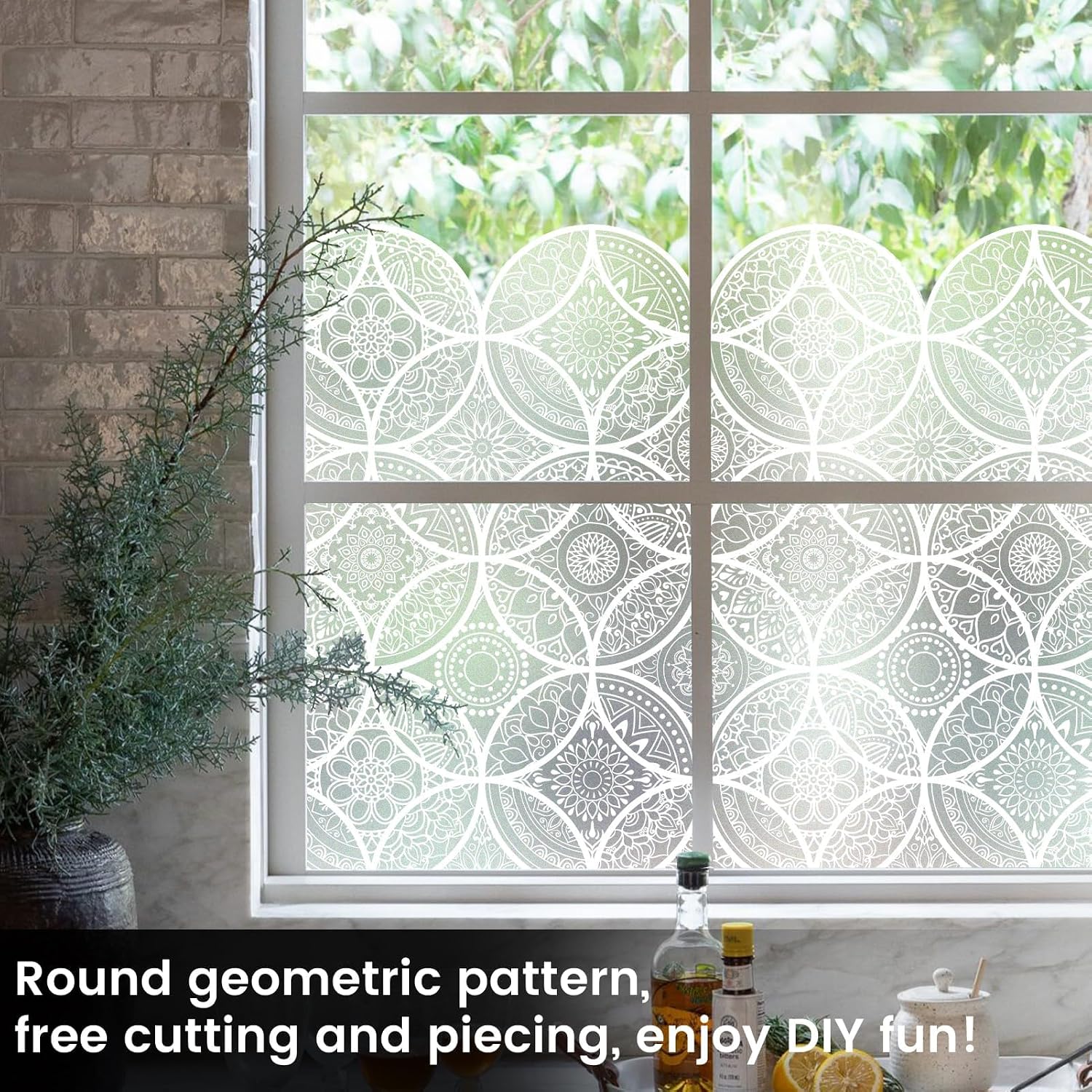 Thumbnail 6 de dktie Window Film Vinyl Non Adhesive Privacy Film (Stained Glass) for Bathroom & Shower Door, 90x200cm, White