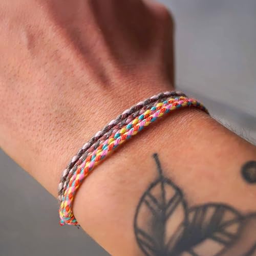Detalle de Made by Nami Boho Surfer-Armband 2er Set – Handmade & verstellbar, wasserfest, Braune Retro-Variante