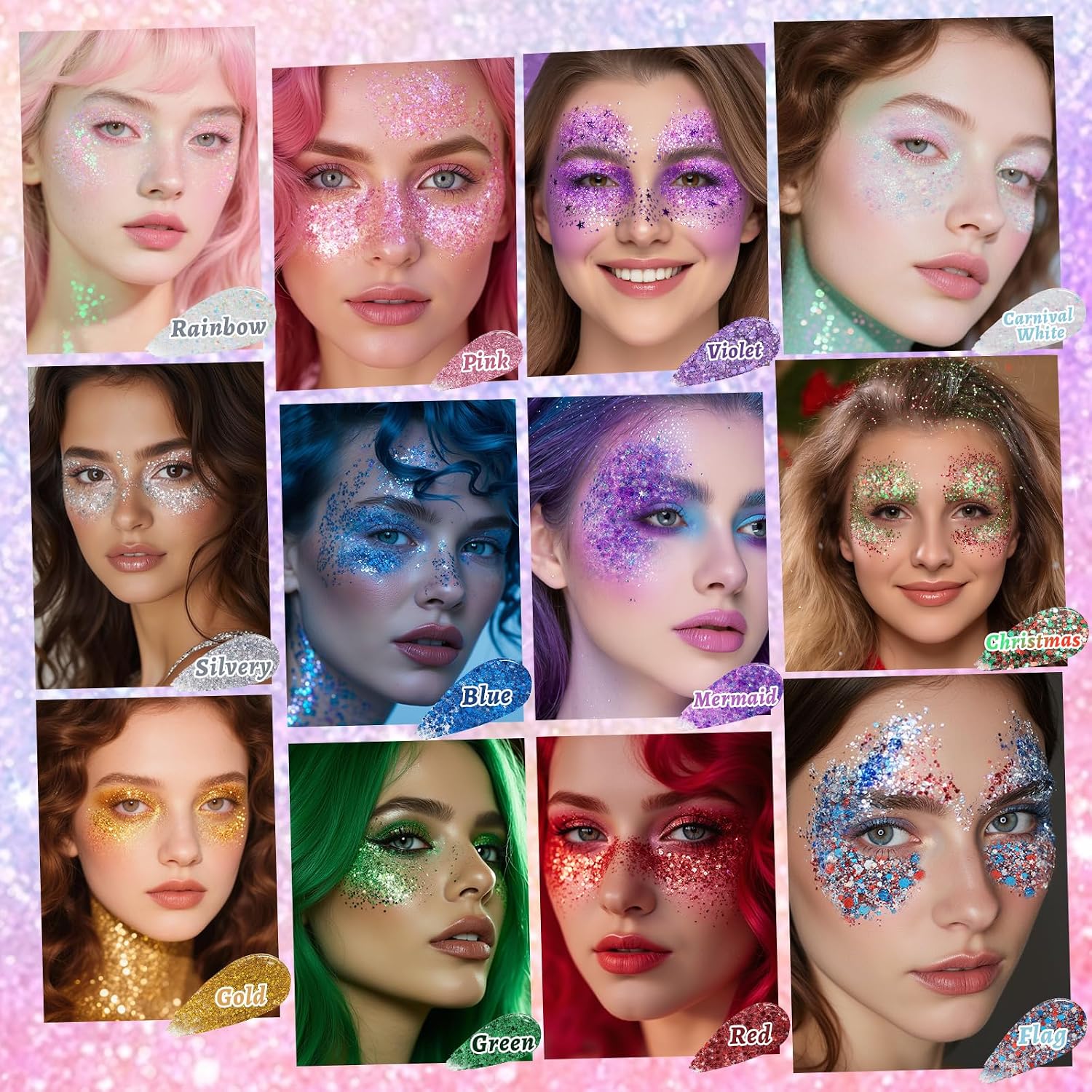 Detalle 2 de YBUETE Carnival White Glitter Stick for Face, Body and Hair