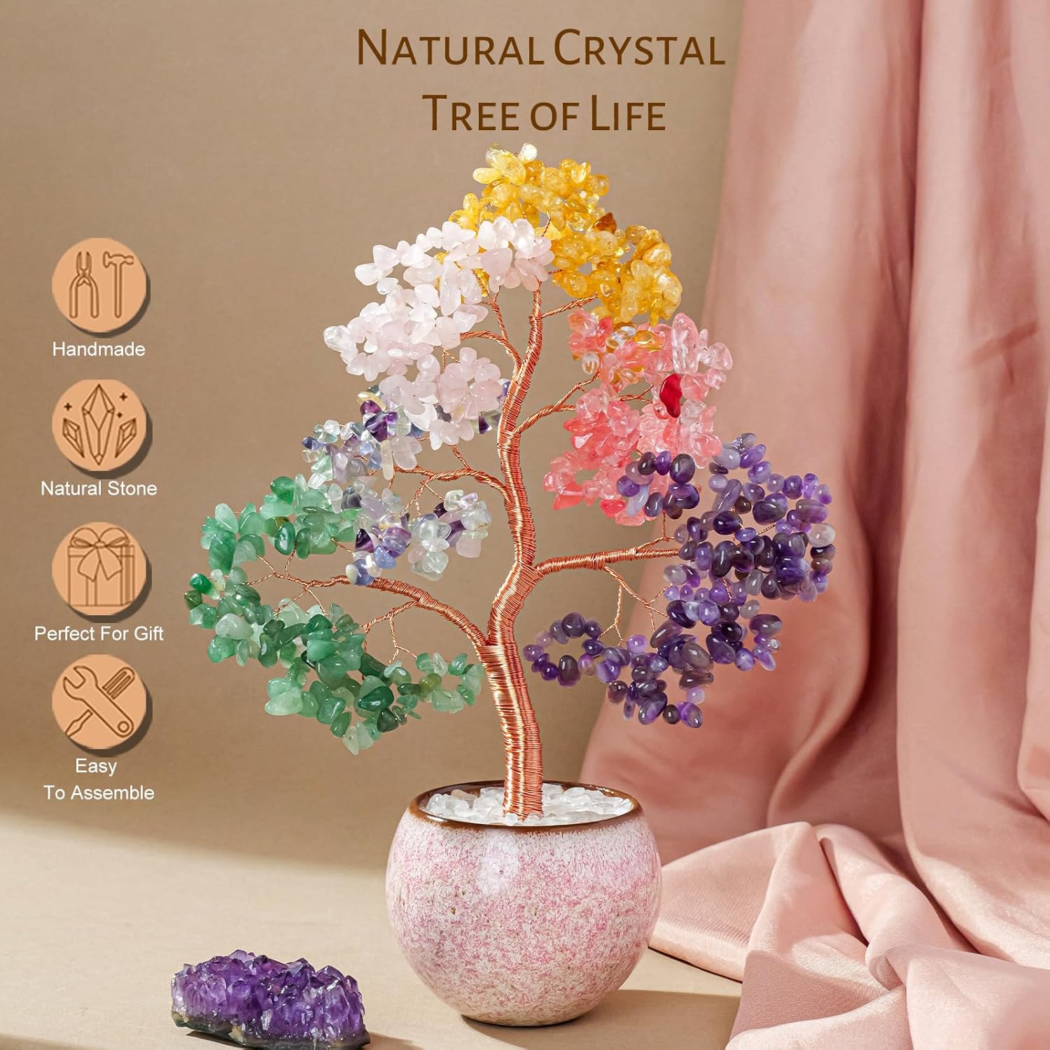 Detalle de Crystal Tree of Life Chakra Healing Crystal: Handmade Home Decor