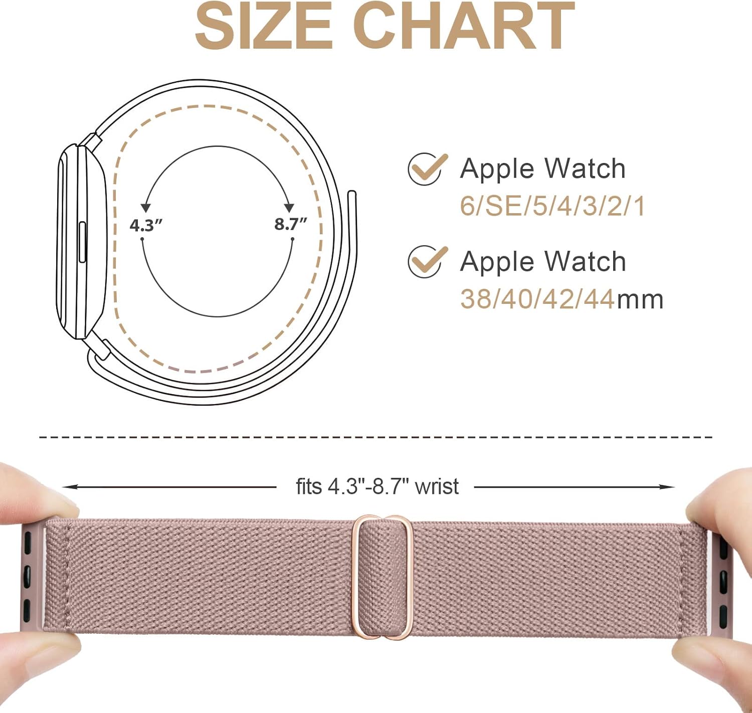 Detalle de Adepoy Elastic Nylon Band for Apple Watch (46mm–49mm): Adjustable Stretch Replacement