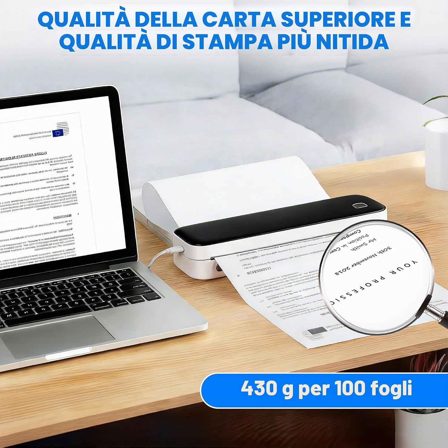 Detalle de (100 fogli) Carta termica A4 per stampante, pieghevole, compatibile con la maggior parte delle stampanti termiche, senza BPA