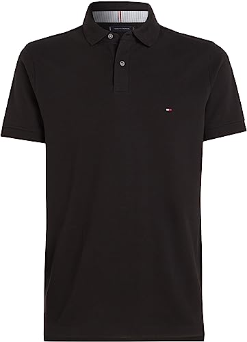 Detalle 2 de Tommy Hilfiger Herren Poloshirt Core 1985 Kurzarm Regular Fit – Schwarz, Größe S