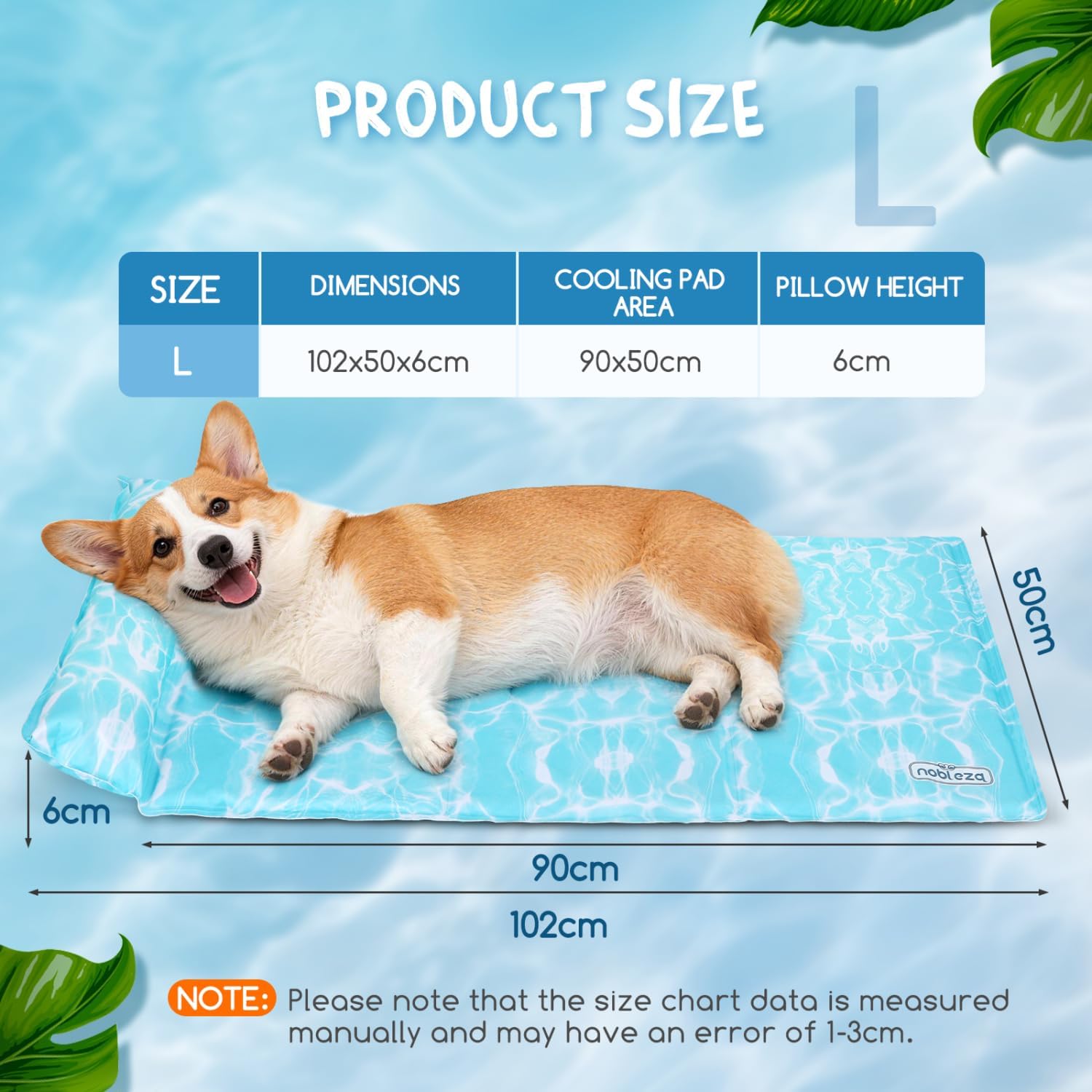 Thumbnail 2 de Nobleza Tapis rafraîchissant pour chat et chien avec oreiller cervical, gel auto-rafraîchissant et tissu Oxford 300D (102x50 cm)