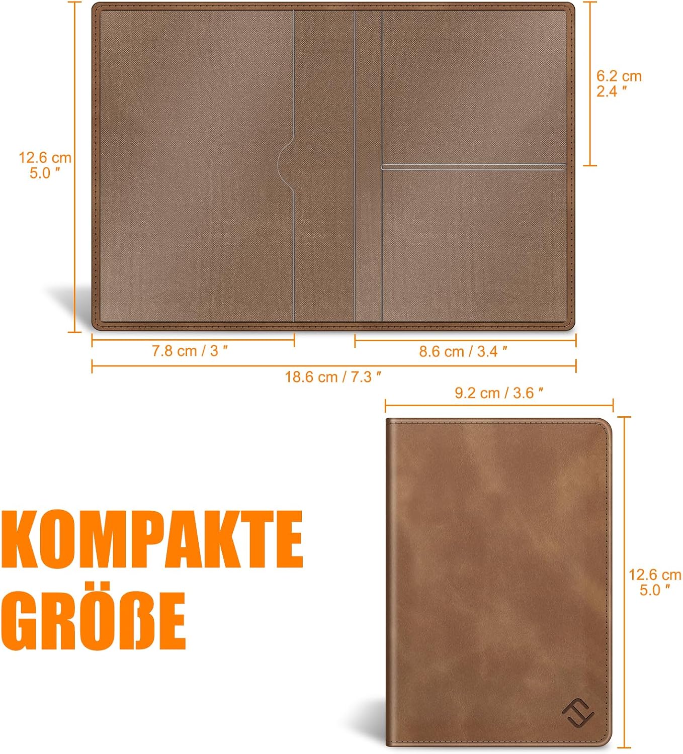 Detalle de FINTIE KFZ Fahrzeugschein Hülle & Versicherungshalter mit Magnetverschluss – Organizer fürs Handschuhfach, Braun