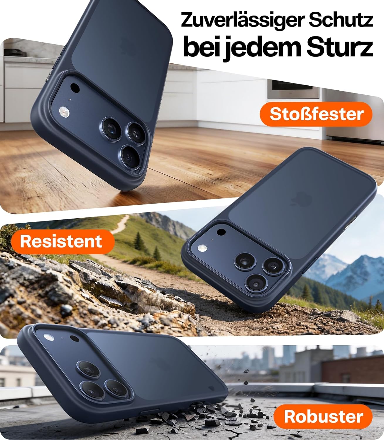 Thumbnail 4 de TORRAS Guardian Hülle für iPhone 17 Pro Max – Militärschutz, 360°-Kameraschutz, matt-transluzent