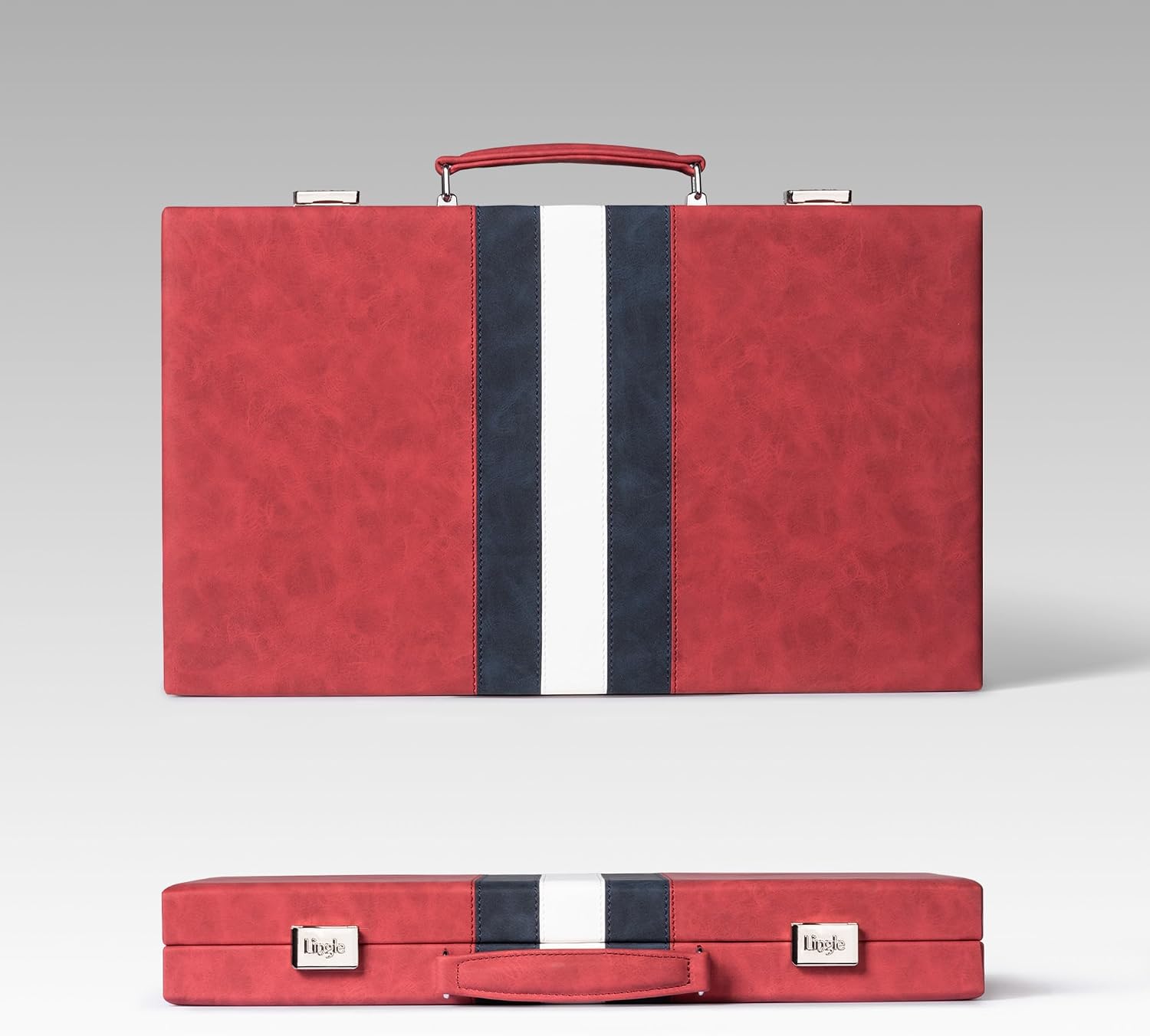Detalle de Lingle 15-inch Backgammon Set for Adults with Folding Faux Leather Case (Red)
