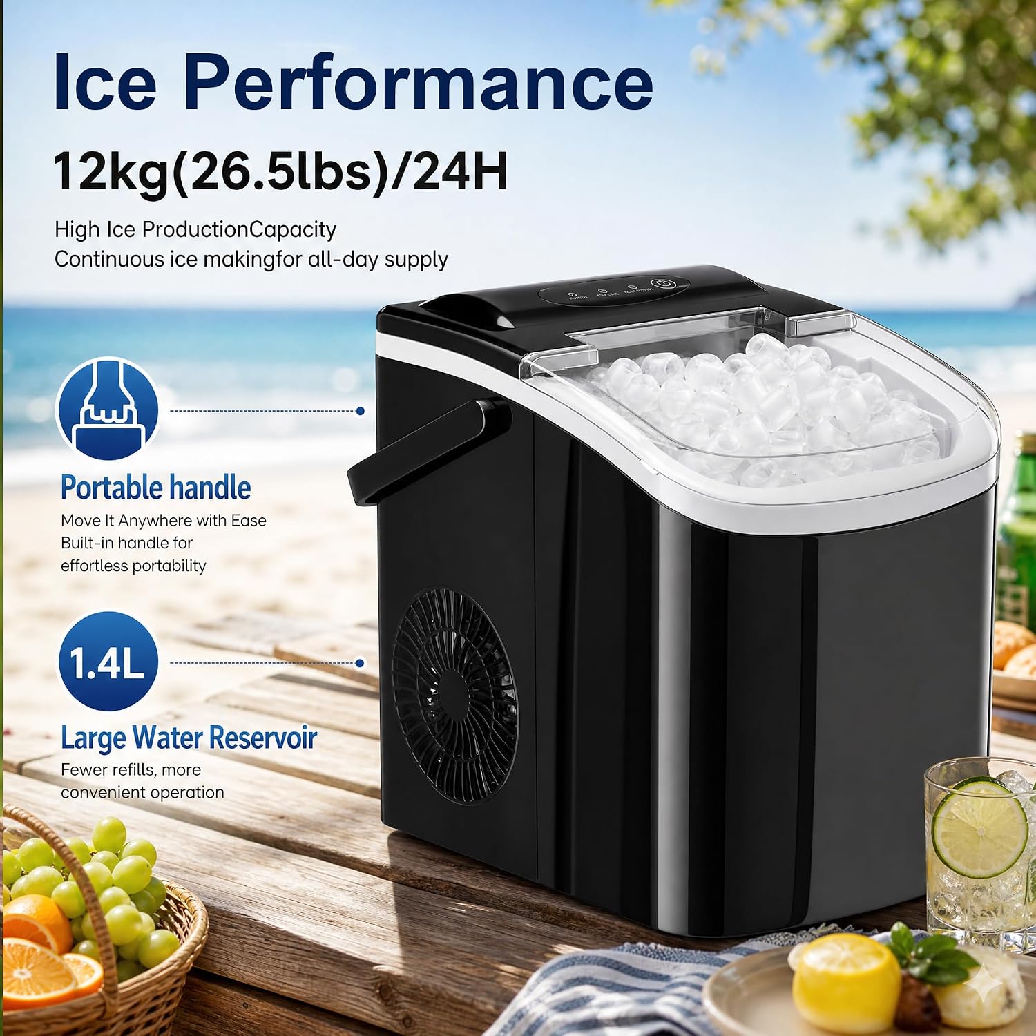 Thumbnail 2 de QIYO FZB-12Y9A Countertop Ice Maker, 9 Cubes in 6 Minutes, Self-Cleaning