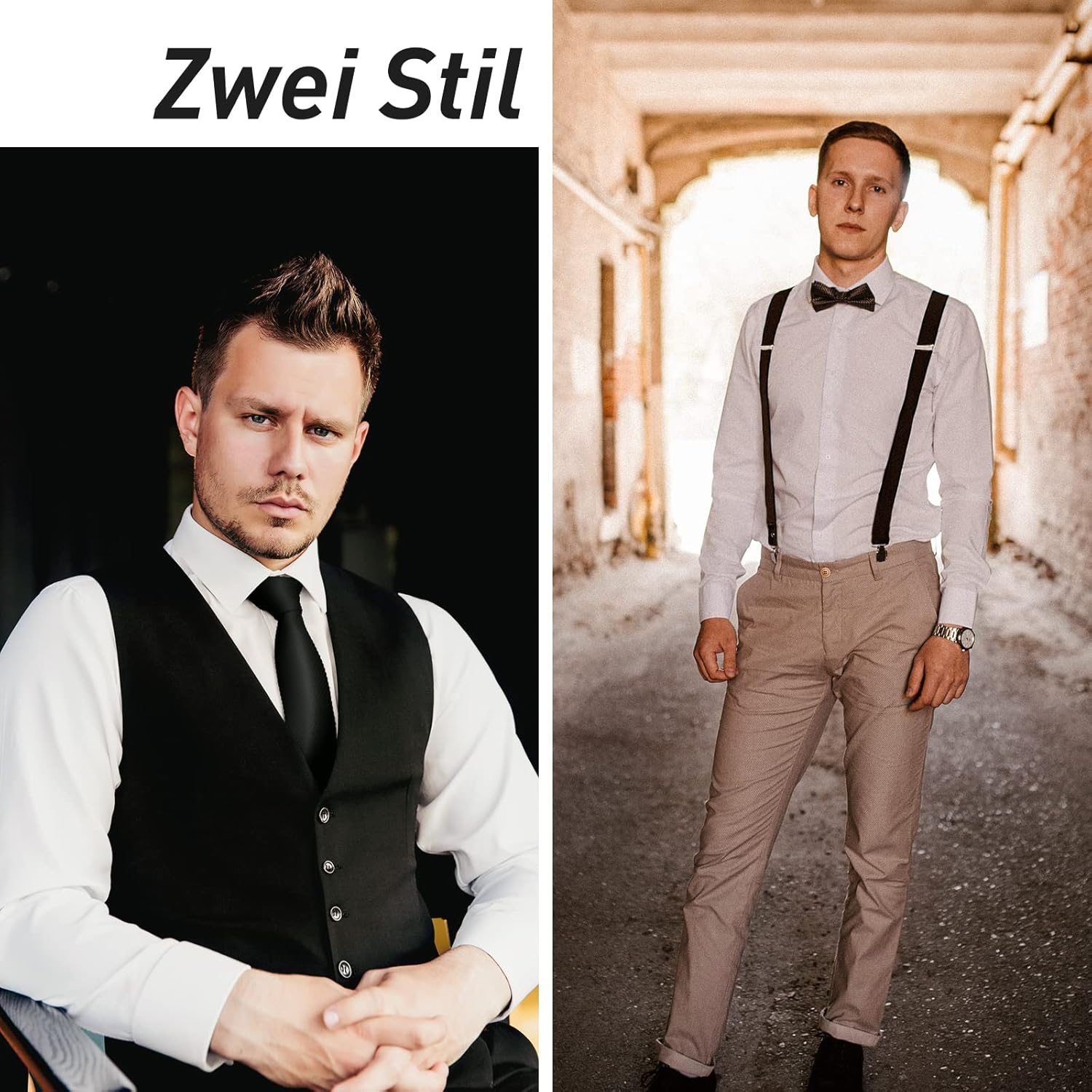 Thumbnail 4 de WEARXI 20er Jahre Kostüm Herren – Set mit Weste, Hosenträgern, Hut, Krawatte & Taschenuhr