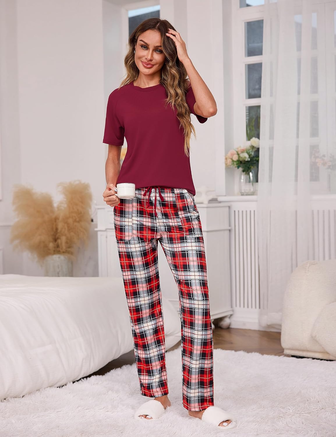 Detalle de Uniexcosm Chemise de Nuit Longue Femme en Coton – Ensemble Pyjama et Robe de Nuit Hiver
