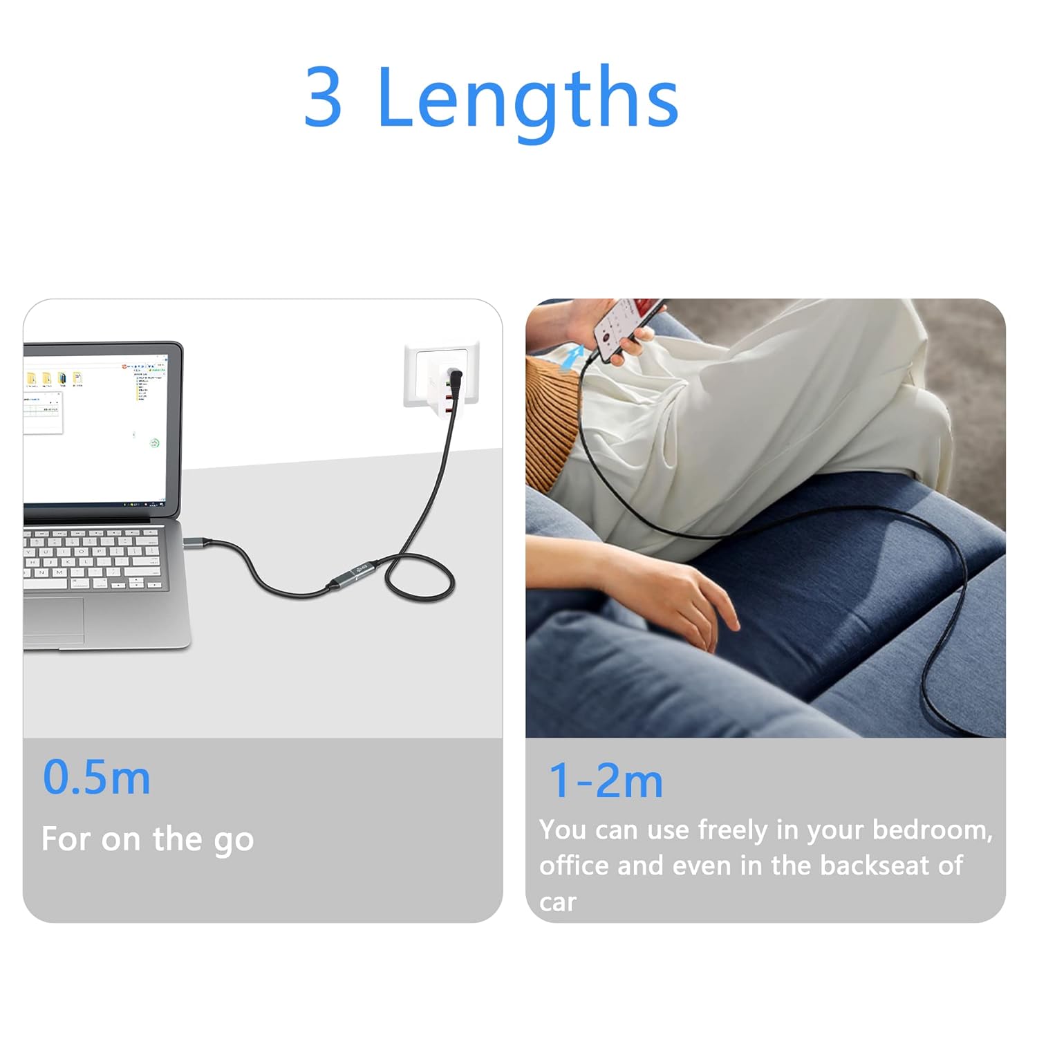 Thumbnail 4 de GELRHONR USB C Extension Cable 100W Type-C 90° Fast Charge, 10 Gbps Data, 4K@60Hz Support