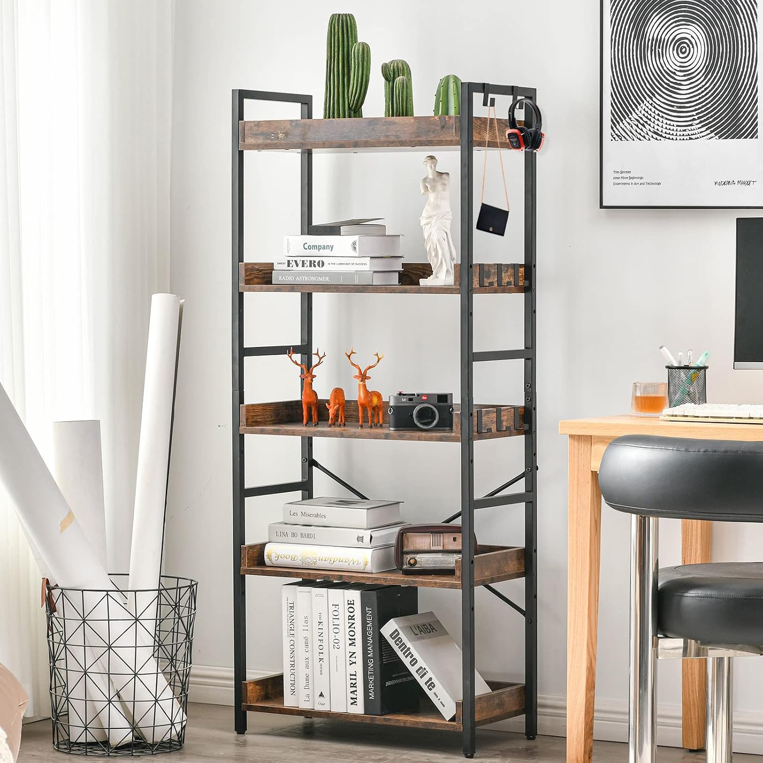 Detalle 2 de HCHQHS BS-USBS-C-5 5-Tier Industrial Bookshelf with Adjustable Shelves