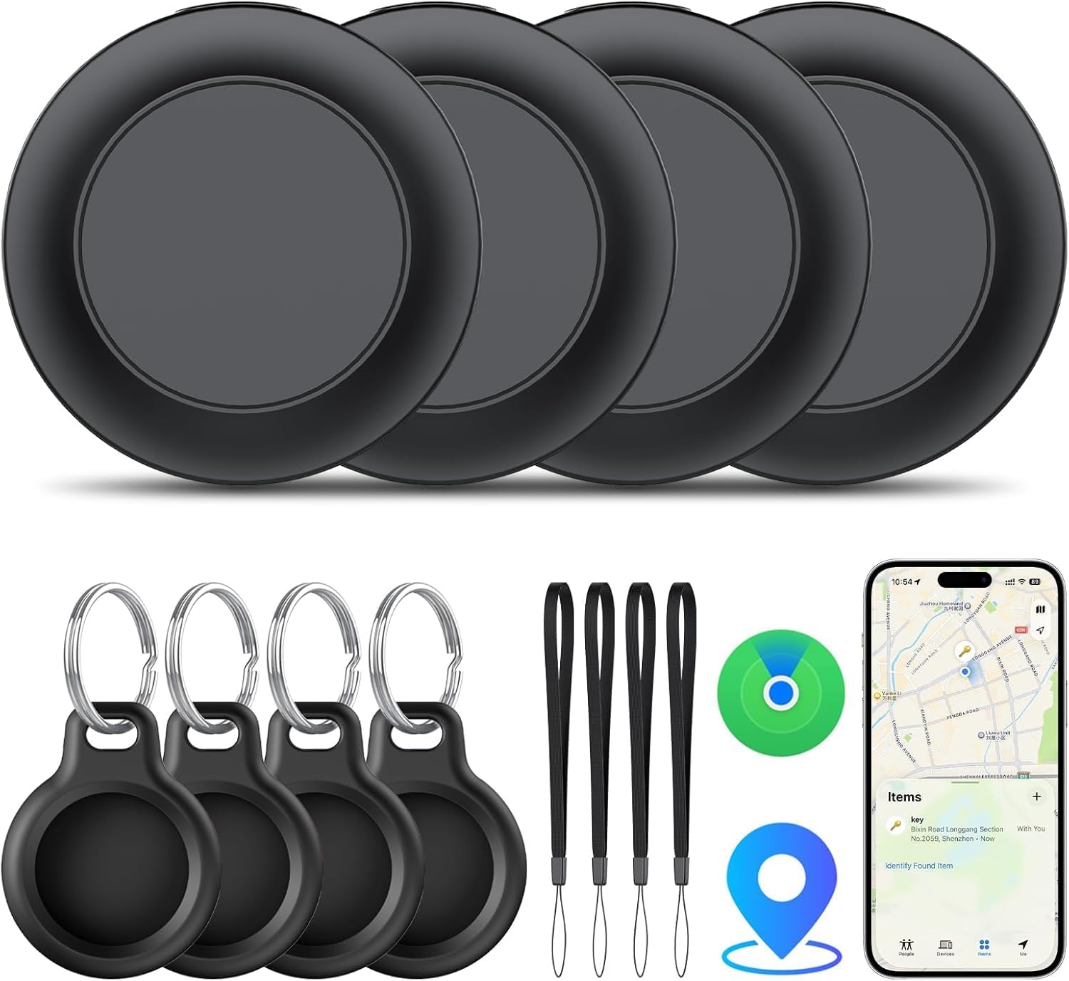 Smart Air Traceur Tag – Lot de 4, localisateur Find My sur iOS, IP67, batterie remplaçable