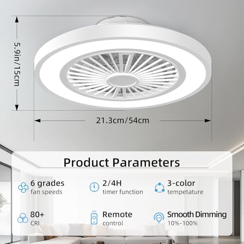 Detalle de Ateroll Ventilador de Techo con Luz Ø54 cm: LED Dimmbar, 6 velocidades y control remoto
