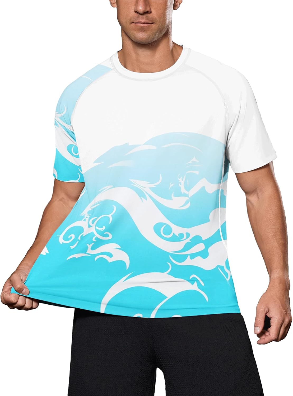 Detalle de Men's UPF 50+ Rash Guard Short Sleeve T-Shirt for Surfing, Swimming & Gym