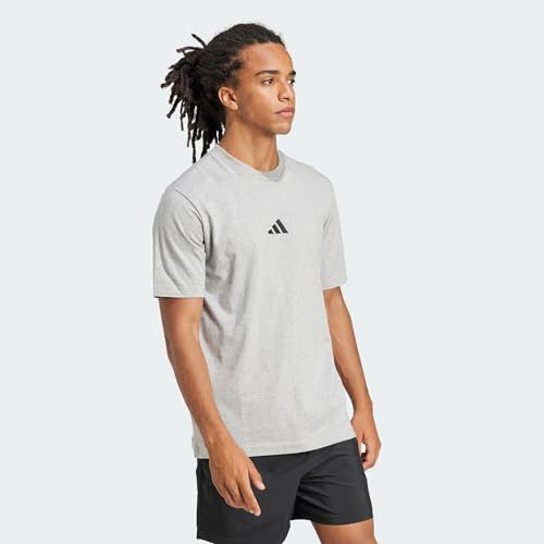 Detalle 2 de adidas Hombre Essentials Small Logo Single Jersey Shirt – Medium Grey Heather/Black, M