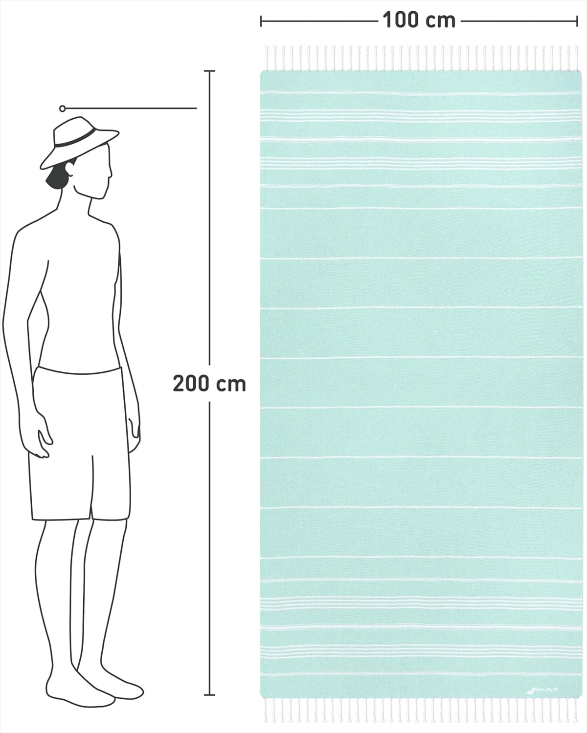 Detalle 2 de Fit-Flip Telo hammam Aqua in cotone 100% XXL 100x200 cm – asciugatura rapida e antisabbia