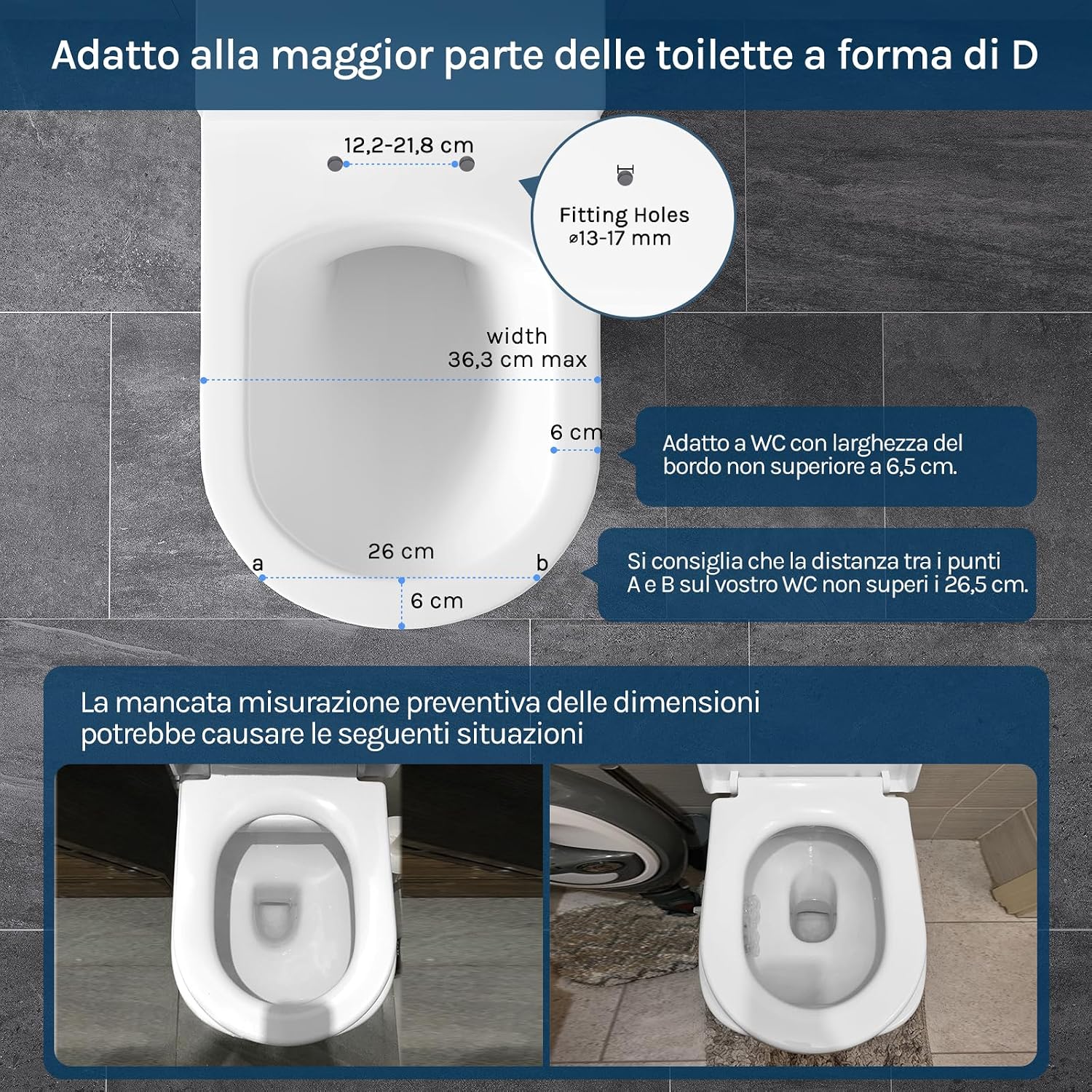 Thumbnail 3 de WOLTU Copriwater Sedile WC con Chiusura Ammortizzata Soft Close – Bianco, Forma D, Montaggio rapido