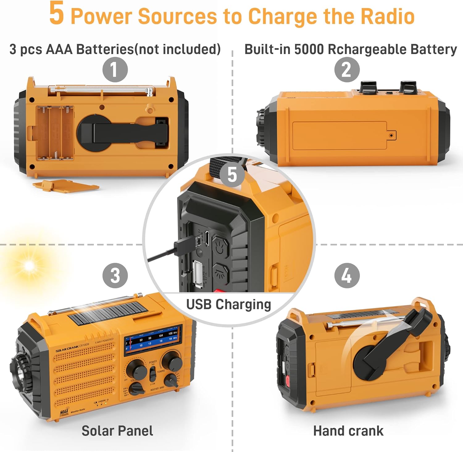 Thumbnail 2 de Eoxsmile Emergency Radio 5000mAh NOAA alert