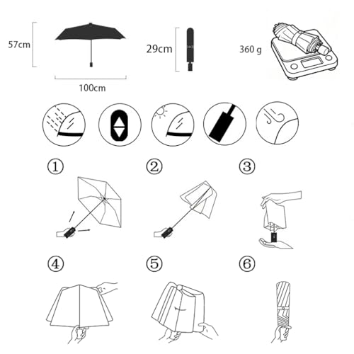 Thumbnail 6 de Maibar Folding Umbrella UV Protection Kitty Cat Parasol – 8 Ribs, Auto Open, 210T Canopy
